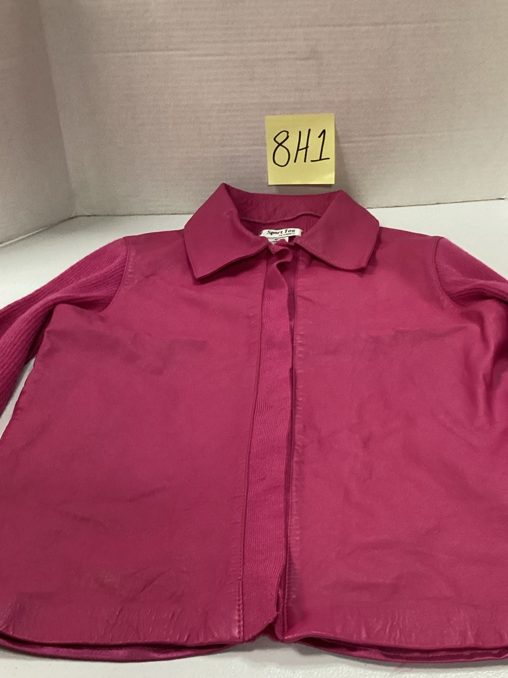 Vakko women's Bright Pink Leather Collared Jacket